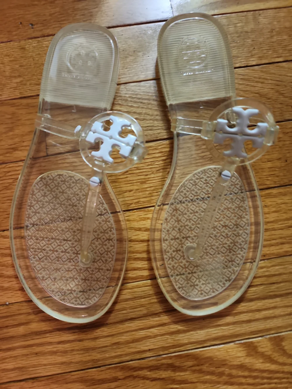 Tory Burch Clear Mini Miller Jelly Sandals - White Logo